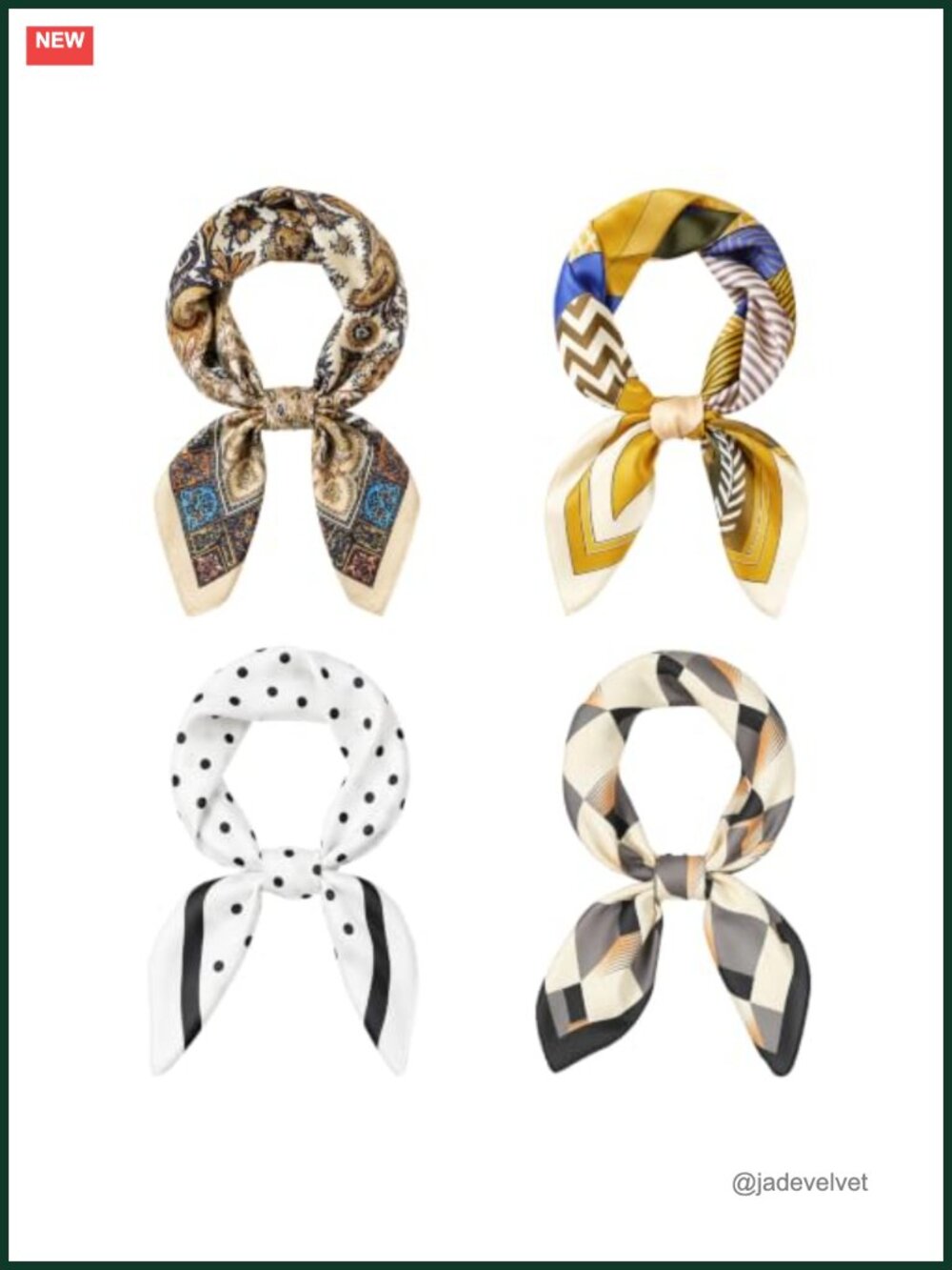 4 Pack Silk Feeling Satin Neck Scarves 27.5 Inch Square Wraps for Women